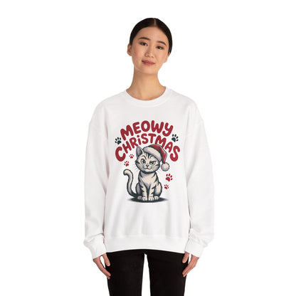 Christmas Sweatshirt - Sassy Cat Meowy Christmas