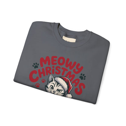 Christmas Sweatshirt - Sassy Cat Meowy Christmas