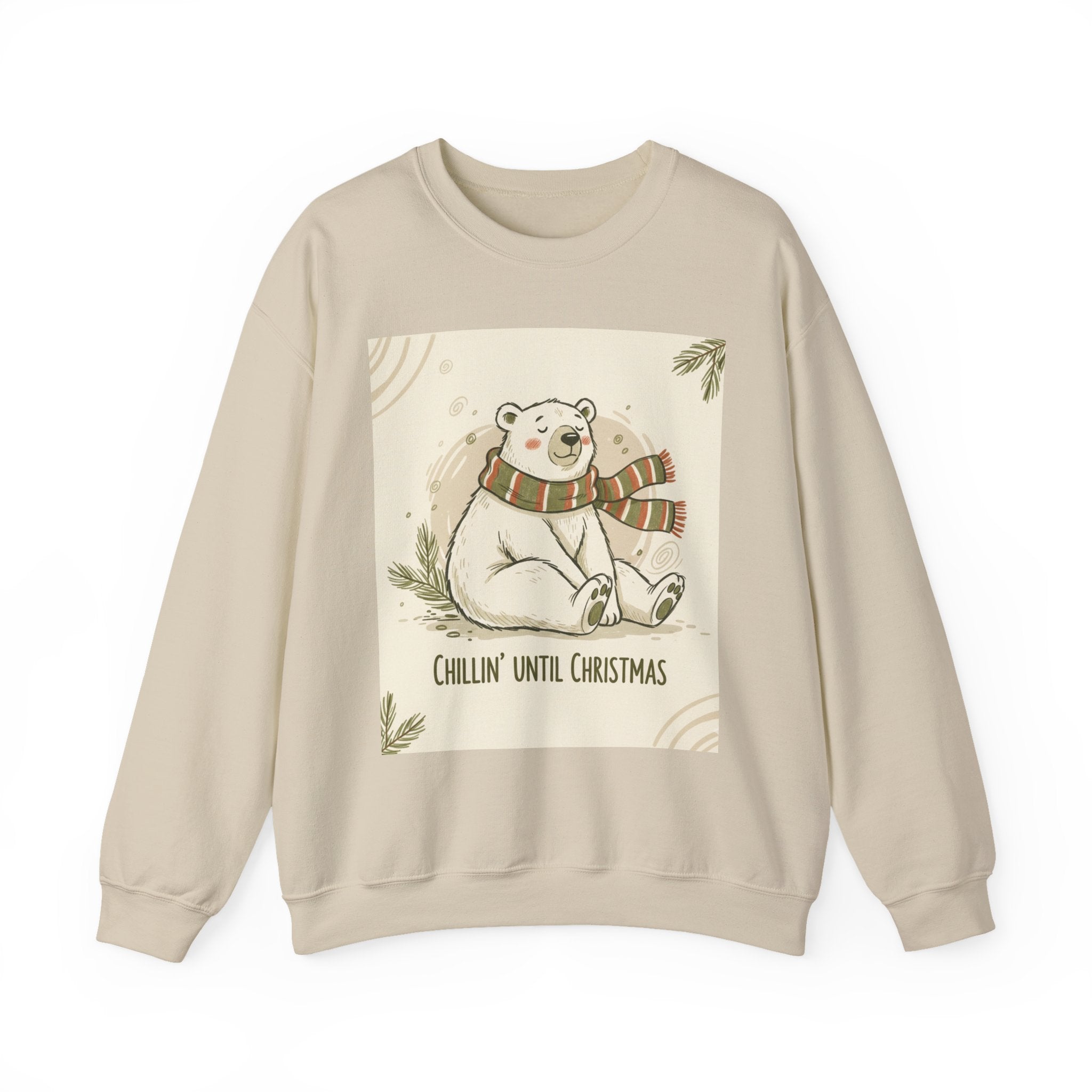 Crewneck Sweatshirt - Chillin' until Christmas - Polar Bear Scarf Design