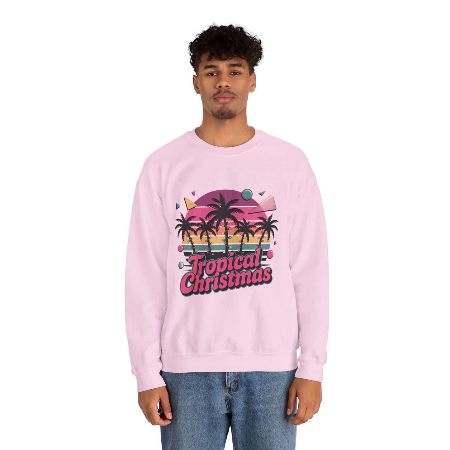 Tropical Christmas Sweatshirt with Neon Sunset Gradient Design