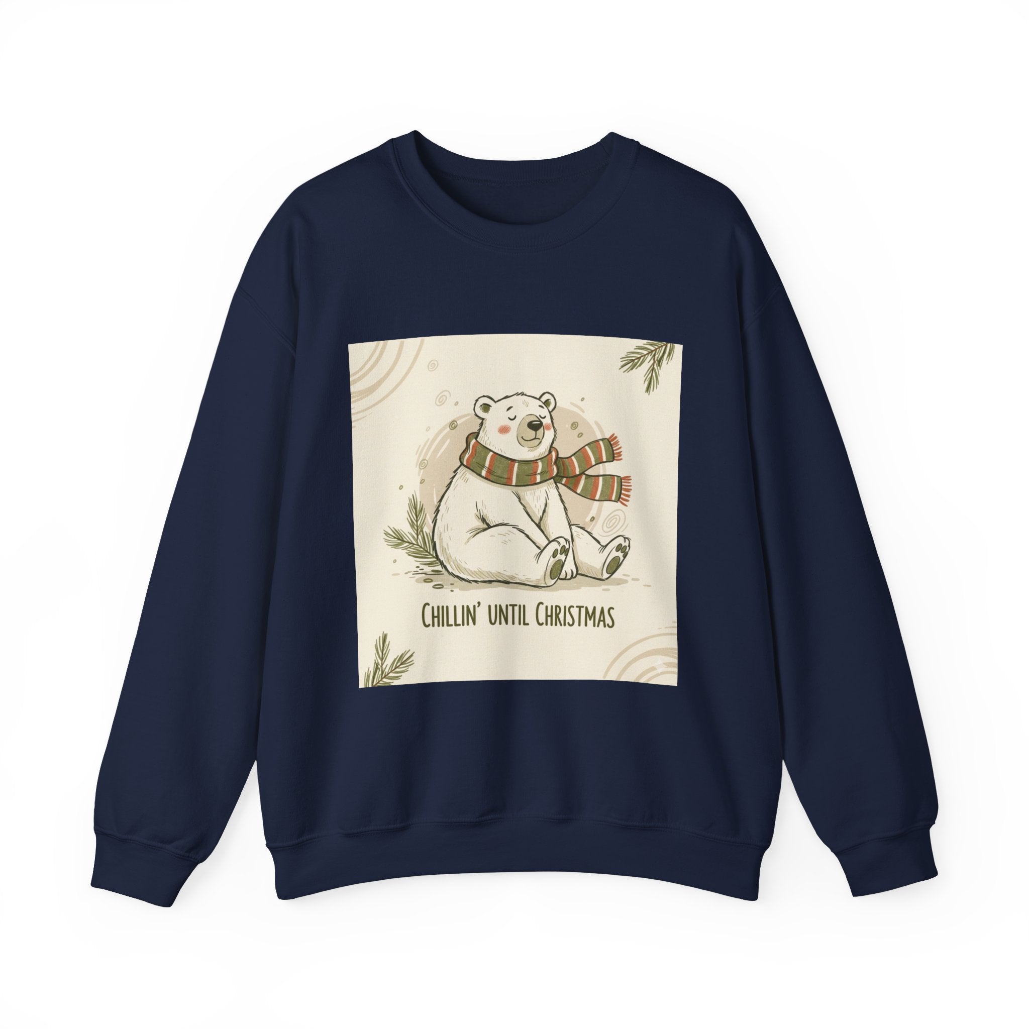 Crewneck Sweatshirt - Chillin' until Christmas - Polar Bear Scarf Design