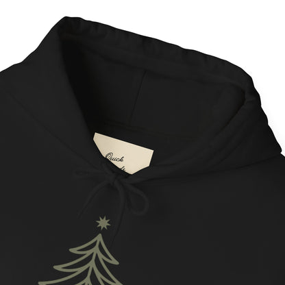 Hooded Sweatshirt Minimalist Evergreen Tree Silent Night Design