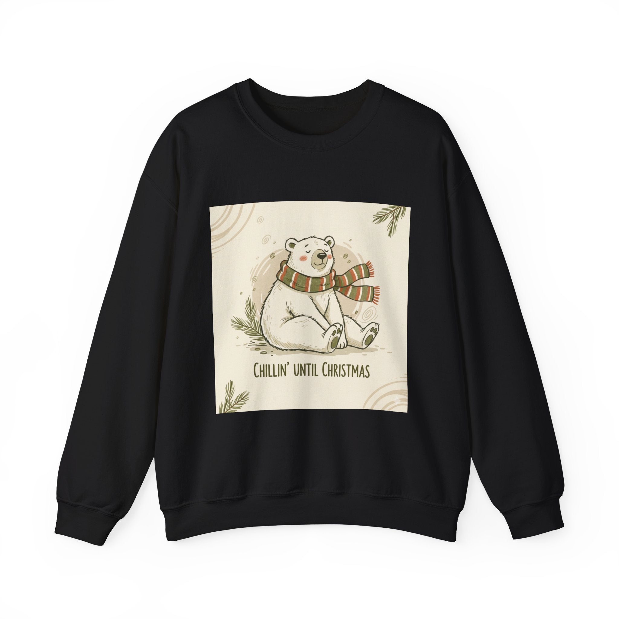 Crewneck Sweatshirt - Chillin' until Christmas - Polar Bear Scarf Design