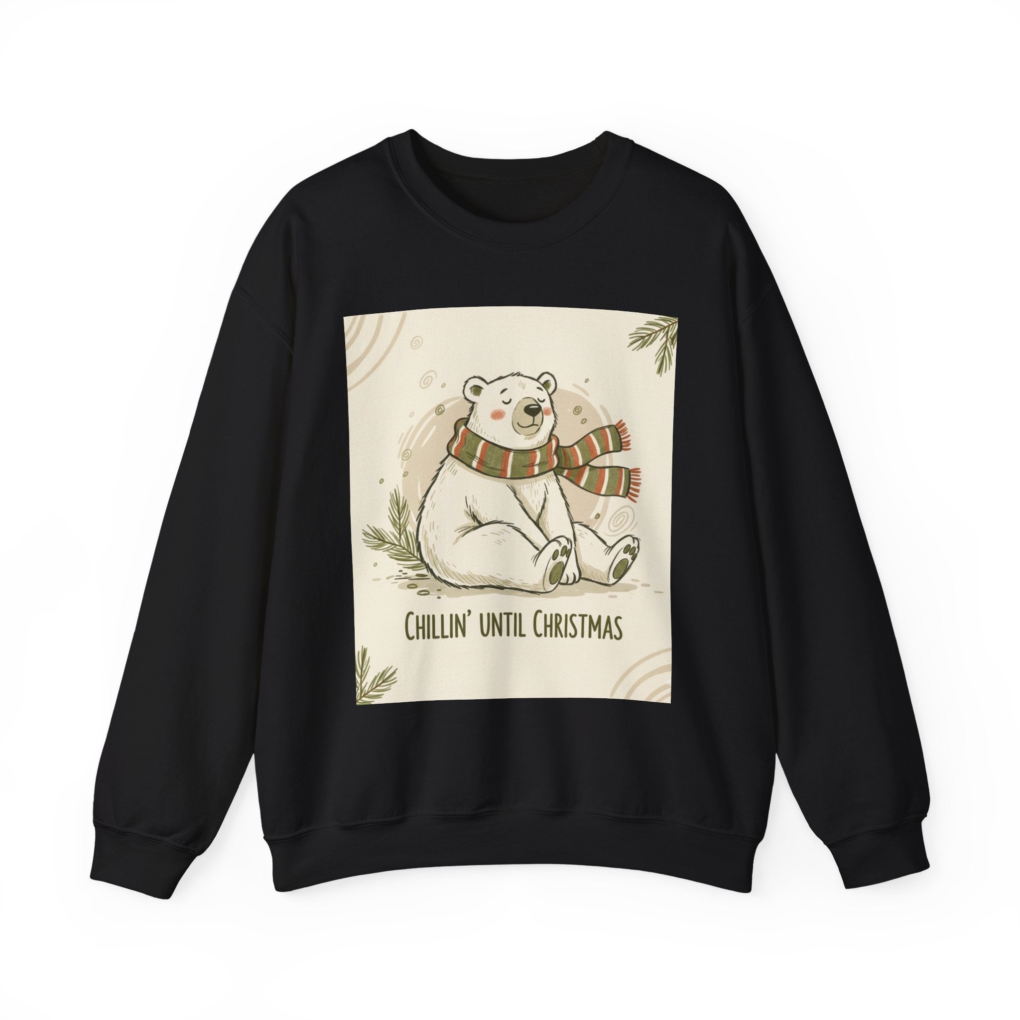 Crewneck Sweatshirt - Chillin' until Christmas - Polar Bear Scarf Design