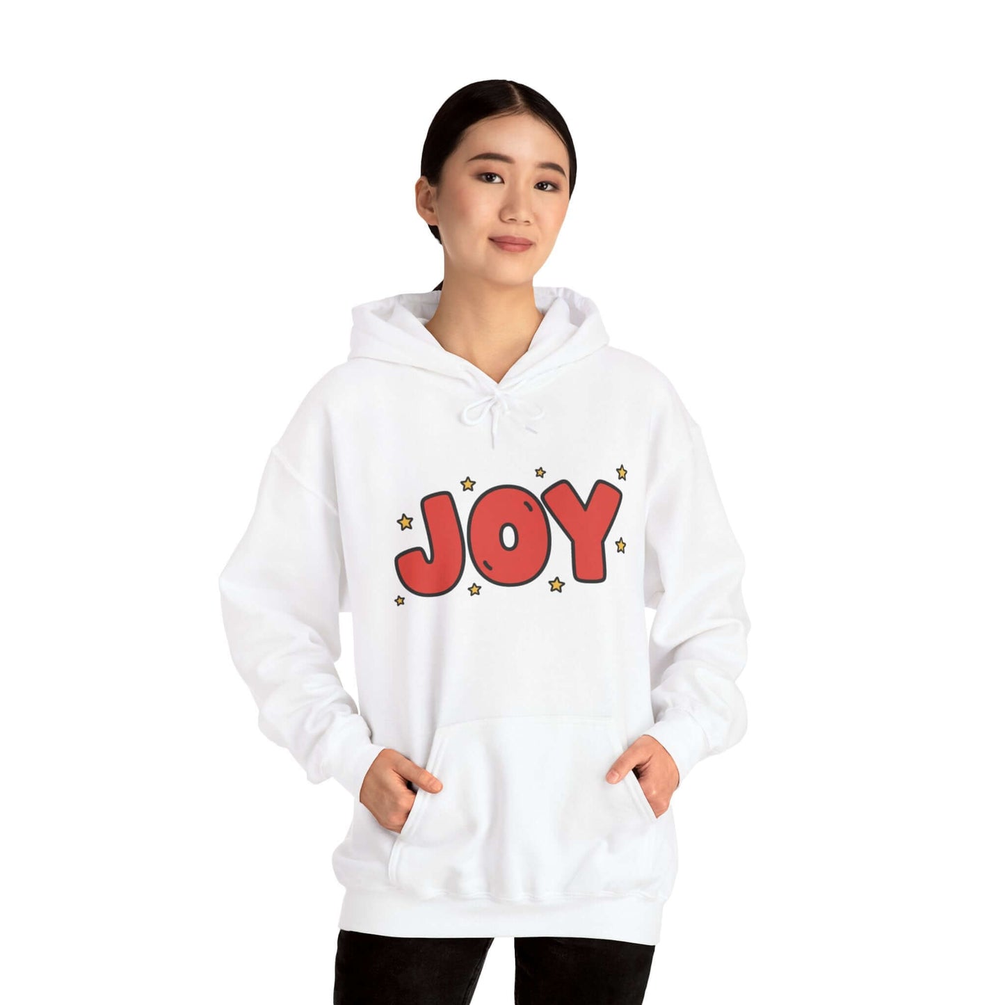 joy unisex hoodie in Bold Red,