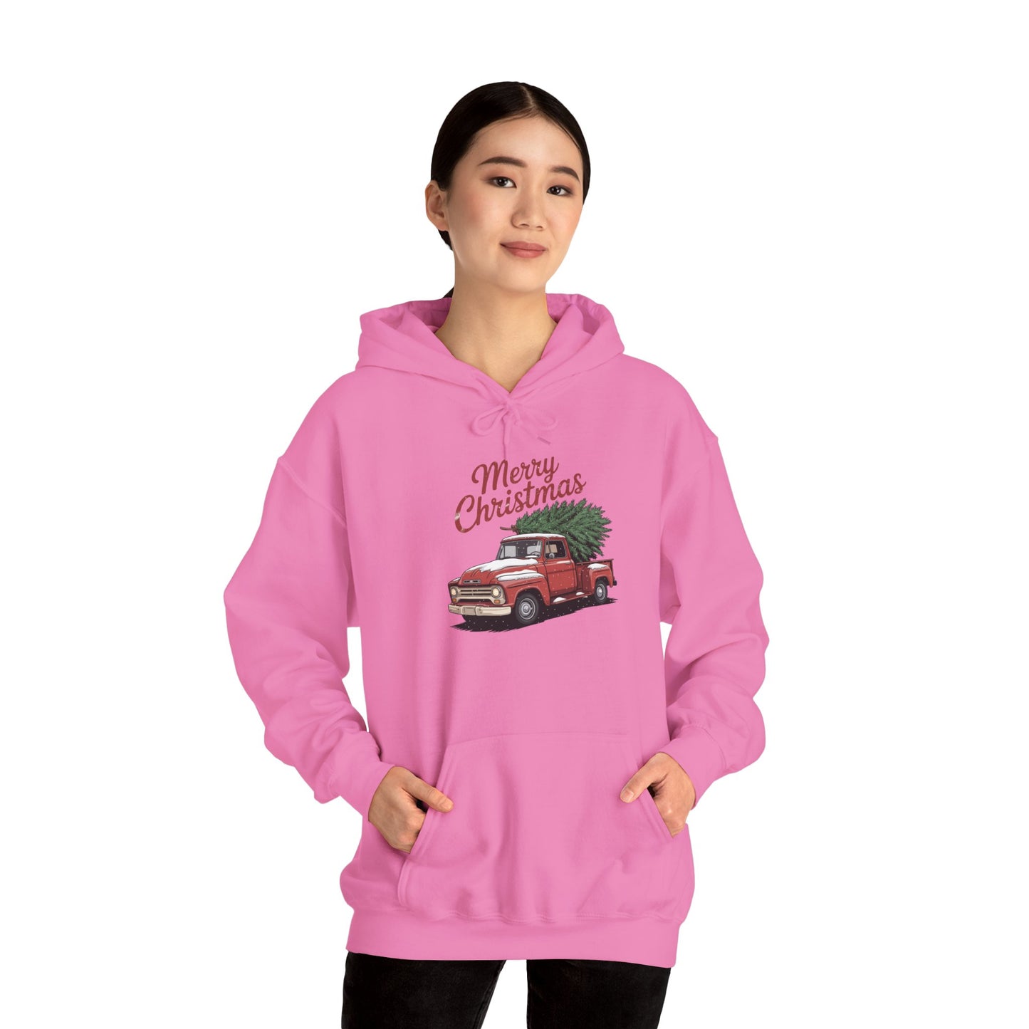 Vintage Christmas Hoodie - Merry Christmas Truck Design