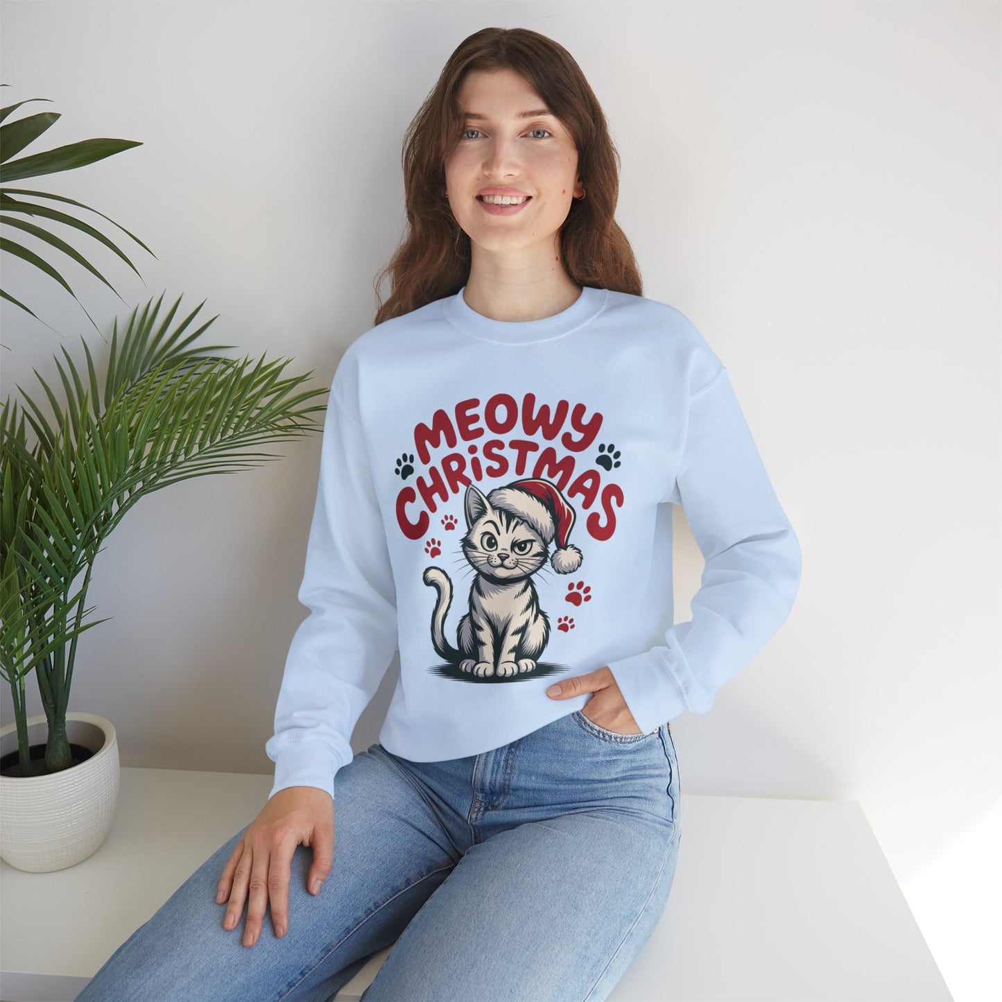 Christmas Sweatshirt - Sassy Cat Meowy Christmas