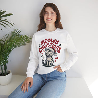 Christmas Sweatshirt - Sassy Cat Meowy Christmas
