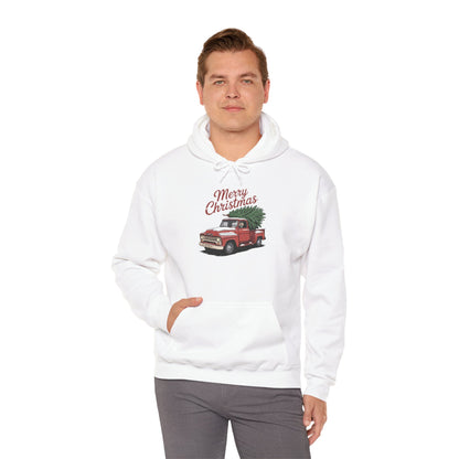 Vintage Christmas Hoodie - Merry Christmas Truck Design