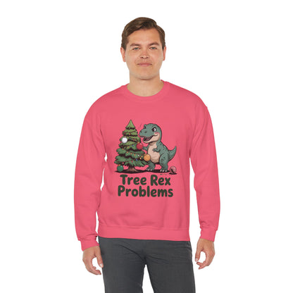 Get festive with the Christmas Crewneck Sweatshirt – Tree Rex Problems. Cozy, fun, and ideal for holiday parties or gifting this season.
