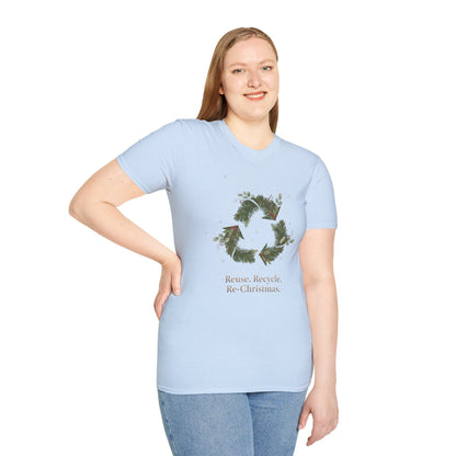Recycled Symbol Eco-Friendly Unisex T-Shirt - Reuse Recycle Re-Christmas
