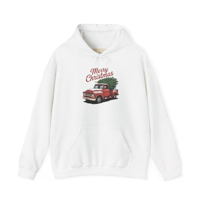 Vintage Christmas Hoodie - Merry Christmas Truck Design