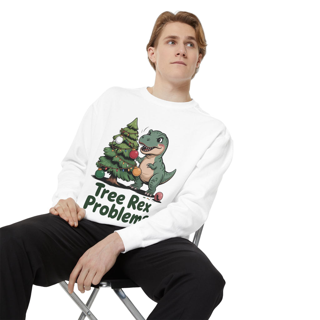 Dinosaur Christmas Sweatshirt - Tree Rex Problems