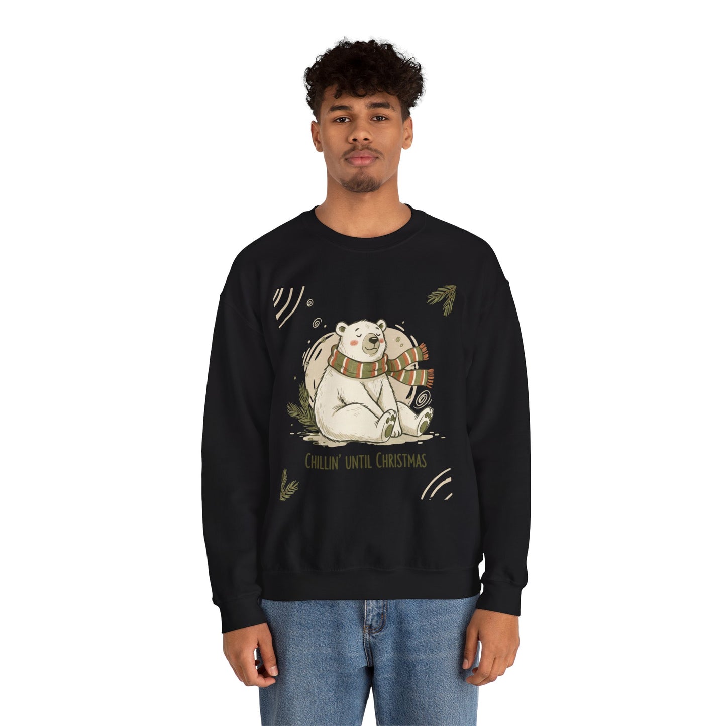 Crewneck Sweatshirt - Chillin' until Christmas - Polar Bear Scarf Design