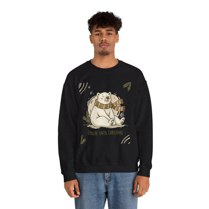 Crewneck Sweatshirt - Chillin' until Christmas - Polar Bear Scarf Design