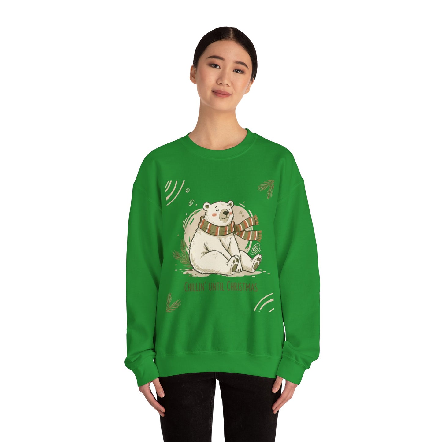 Crewneck Sweatshirt - Chillin' until Christmas - Polar Bear Scarf Design