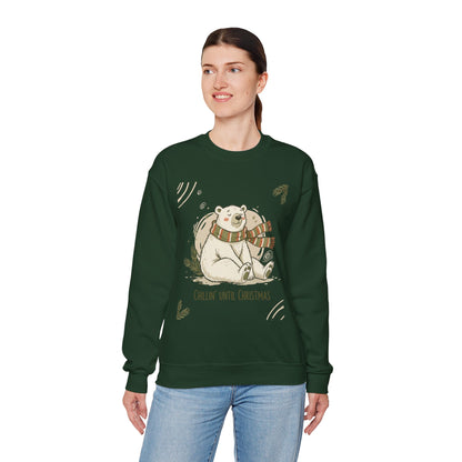 Crewneck Sweatshirt - Chillin' until Christmas - Polar Bear Scarf Design