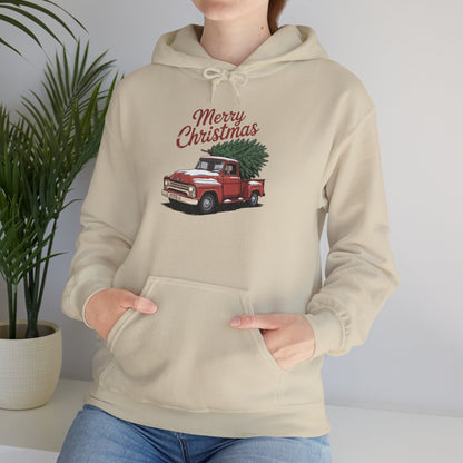 Vintage Christmas Hoodie - Merry Christmas Truck Design