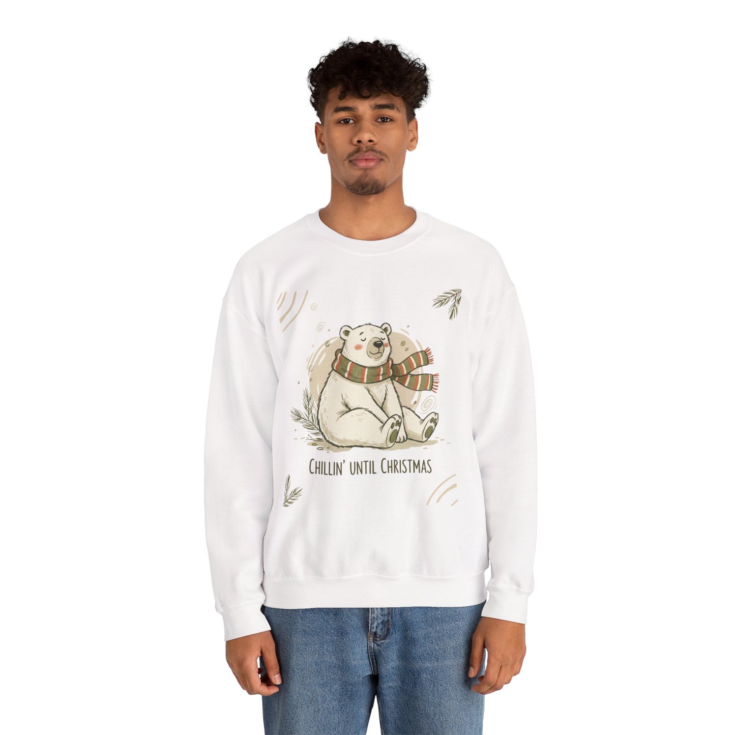 Crewneck Sweatshirt - Chillin' until Christmas - Polar Bear Scarf Design