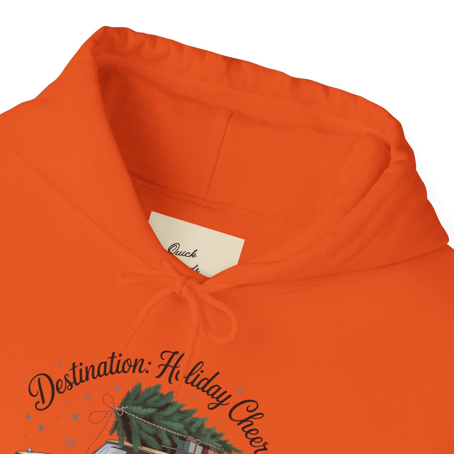 Hooded Sweatshirt Vintage Car Christmas Tree Destination Holiday Cheer