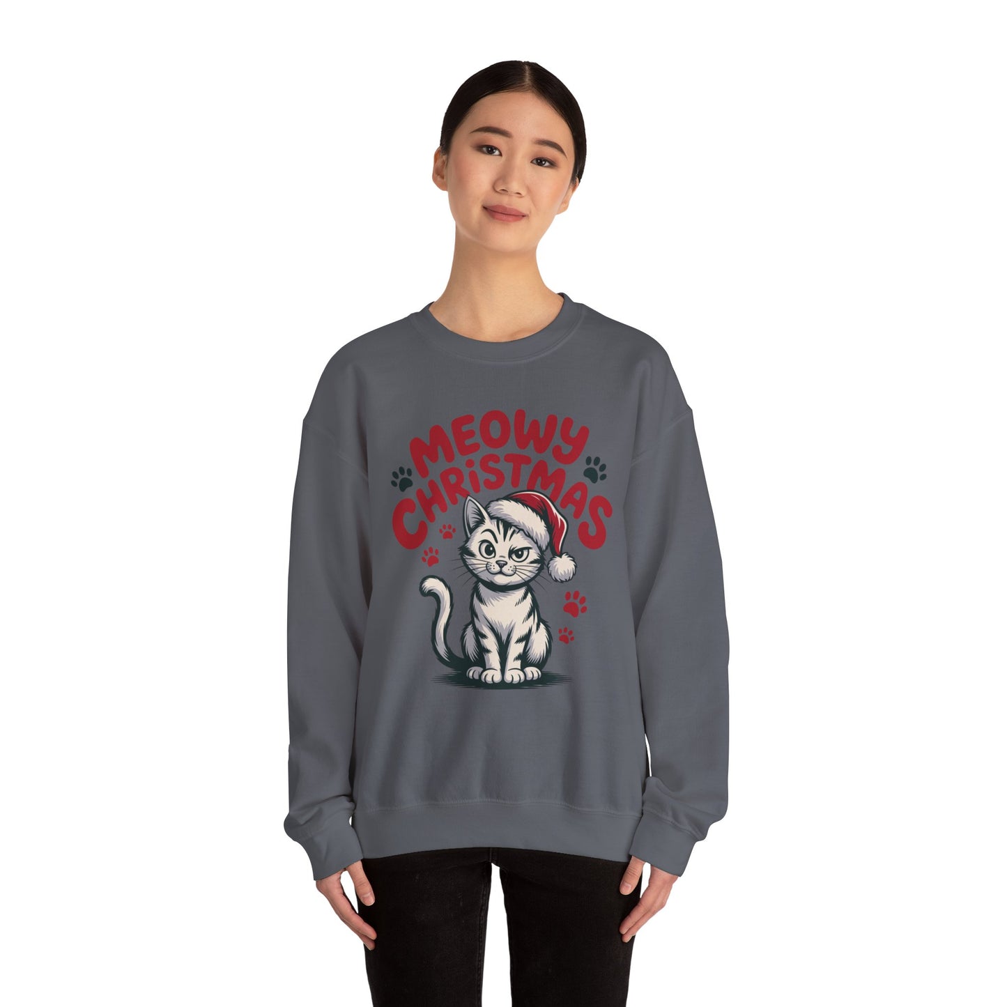 Christmas Sweatshirt - Sassy Cat Meowy Christmas
