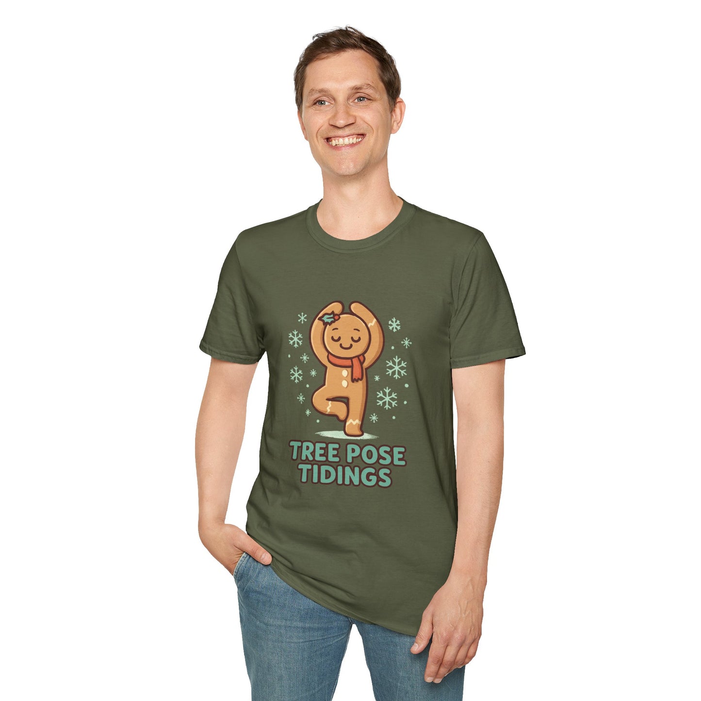 Yoga Gingerbread Man T-Shirt - Tree Pose Tidings