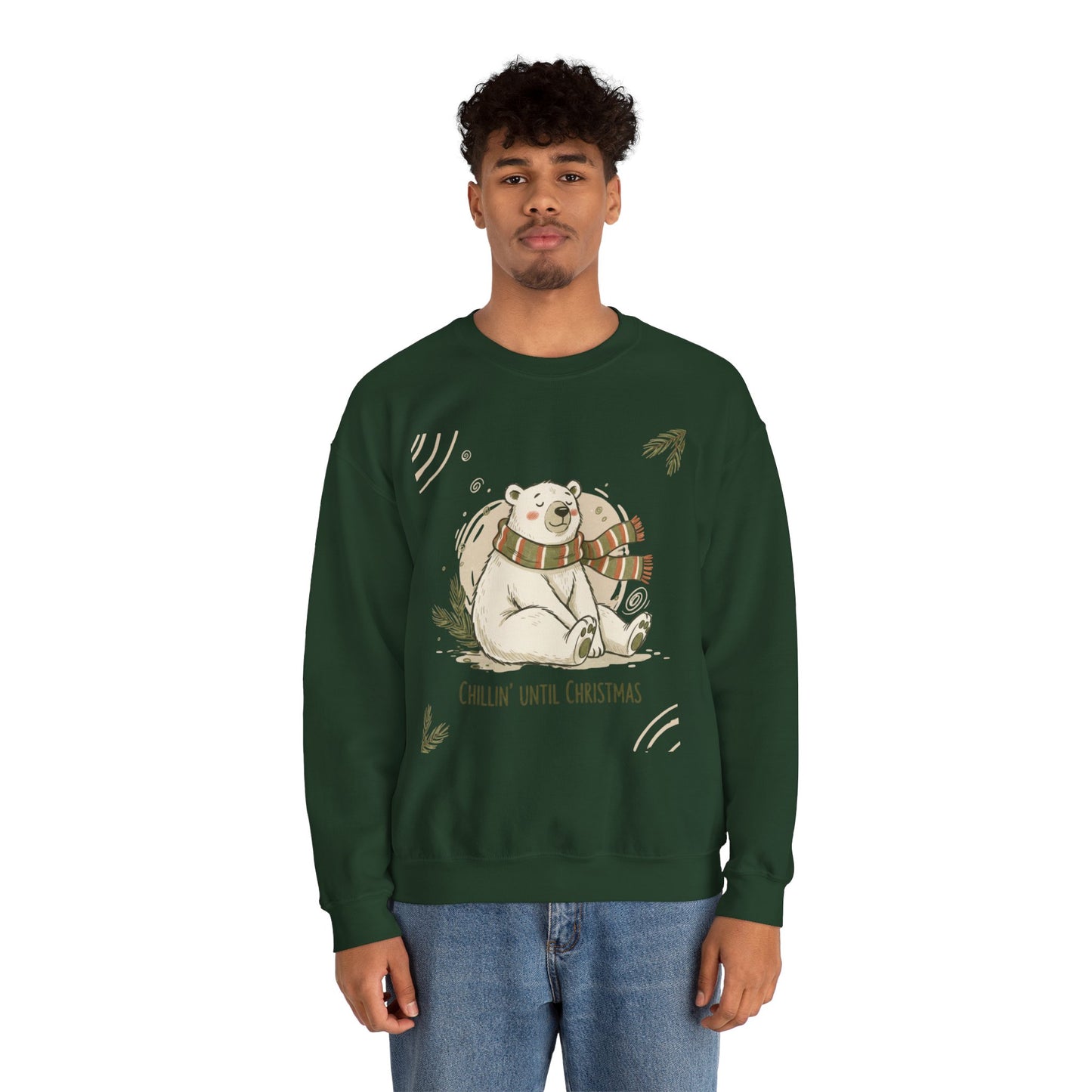 Crewneck Sweatshirt - Chillin' until Christmas - Polar Bear Scarf Design