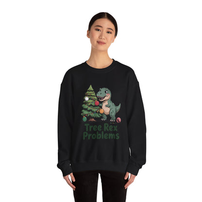 Get festive with the Christmas Crewneck Sweatshirt – Tree Rex Problems. Cozy, fun, and ideal for holiday parties or gifting this season.