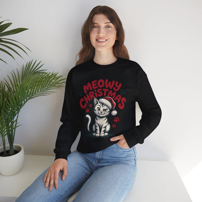 Christmas Sweatshirt - Sassy Cat Meowy Christmas