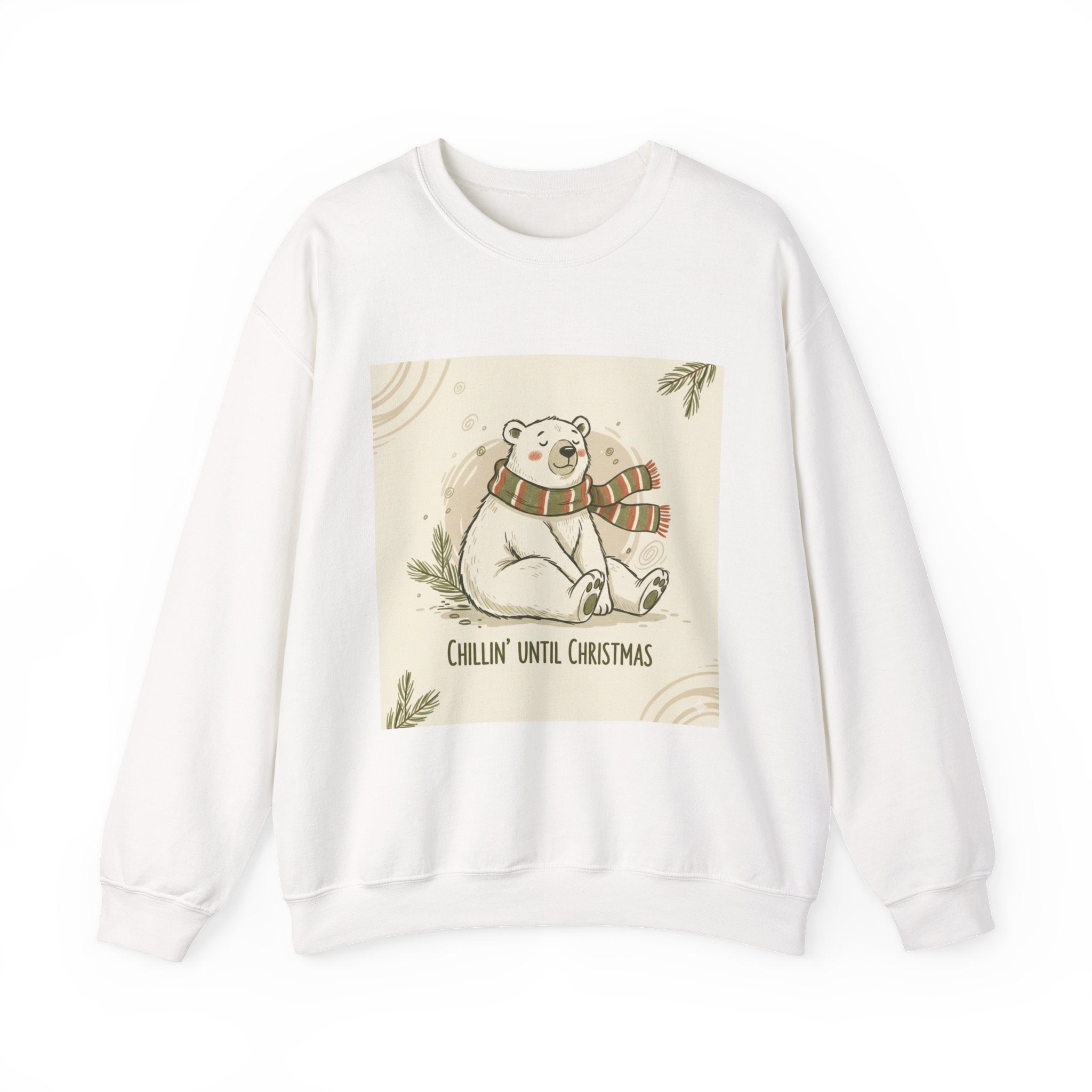Crewneck Sweatshirt - Chillin' until Christmas - Polar Bear Scarf Design