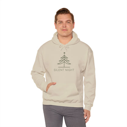 Hooded Sweatshirt Minimalist Evergreen Tree Silent Night Design