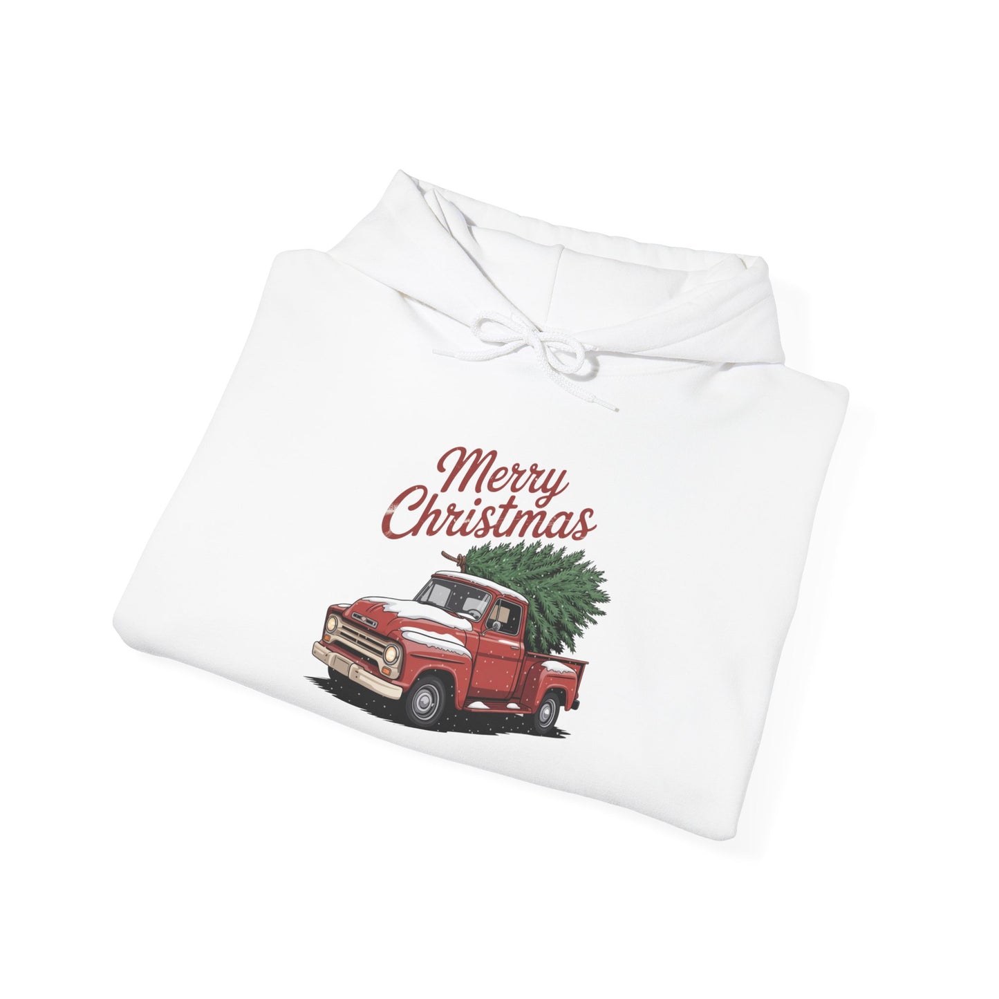 Vintage Christmas Hoodie - Merry Christmas Truck Design