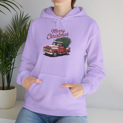 Vintage Christmas Hoodie - Merry Christmas Truck Design