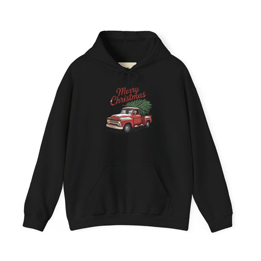 Vintage Christmas Hoodie - Merry Christmas Truck Design