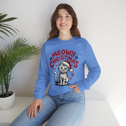 Christmas Sweatshirt - Sassy Cat Meowy Christmas